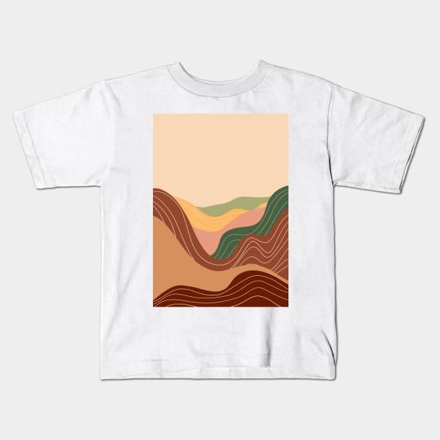 Modern Earthy Tones Mountains 16 Kids T-Shirt by gusstvaraonica